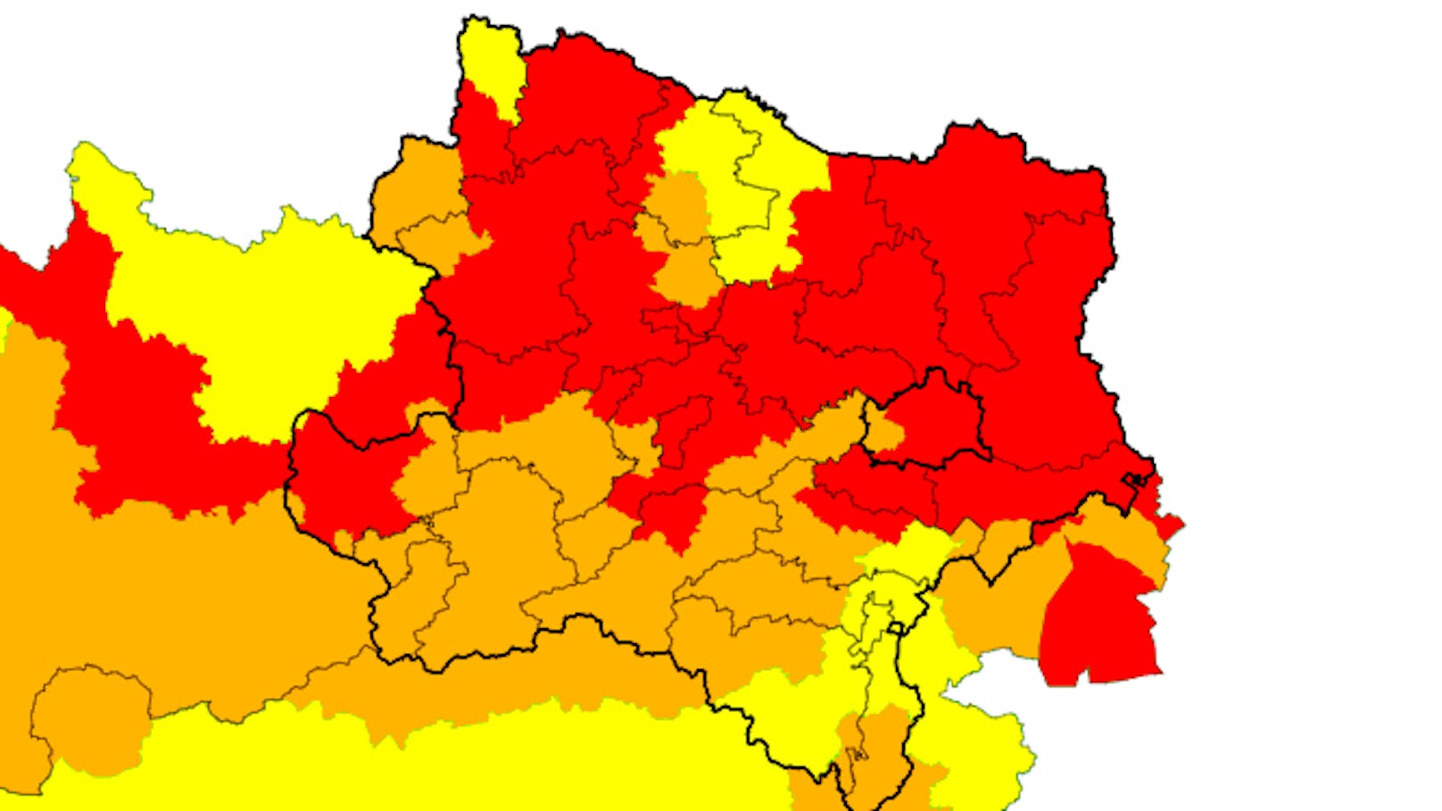 Die aktuellen Unwetterwarnungen für Wien und Niederösterreich.