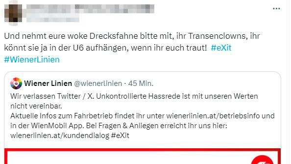 Auch für Toleranz hagelt es für die Wiener Öffis Hass.