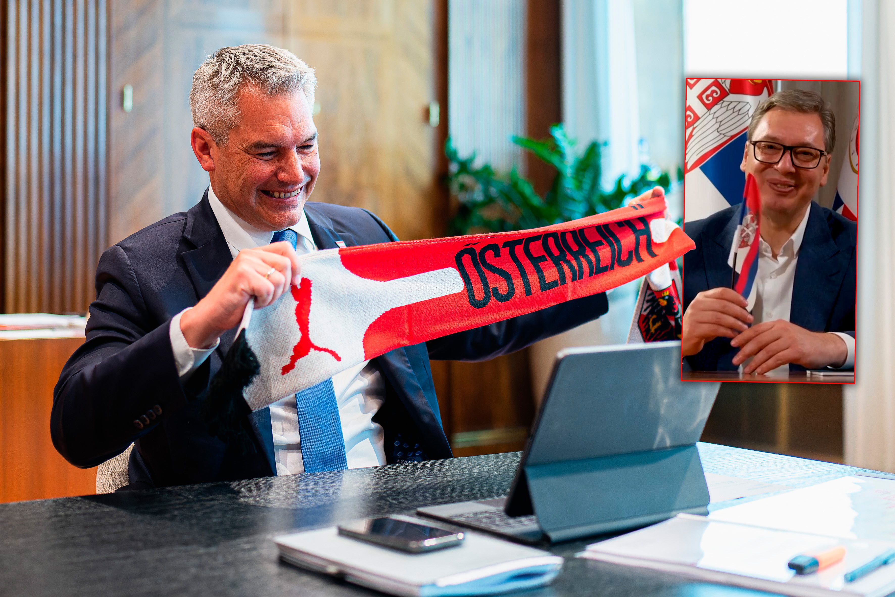 Bundeskanzler Nehammer zeigt sich vor dem Länderspiel siegessicher.