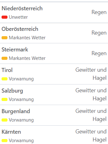 Es wird vor Hagel-Gewittern und Starkregen gewarnt.