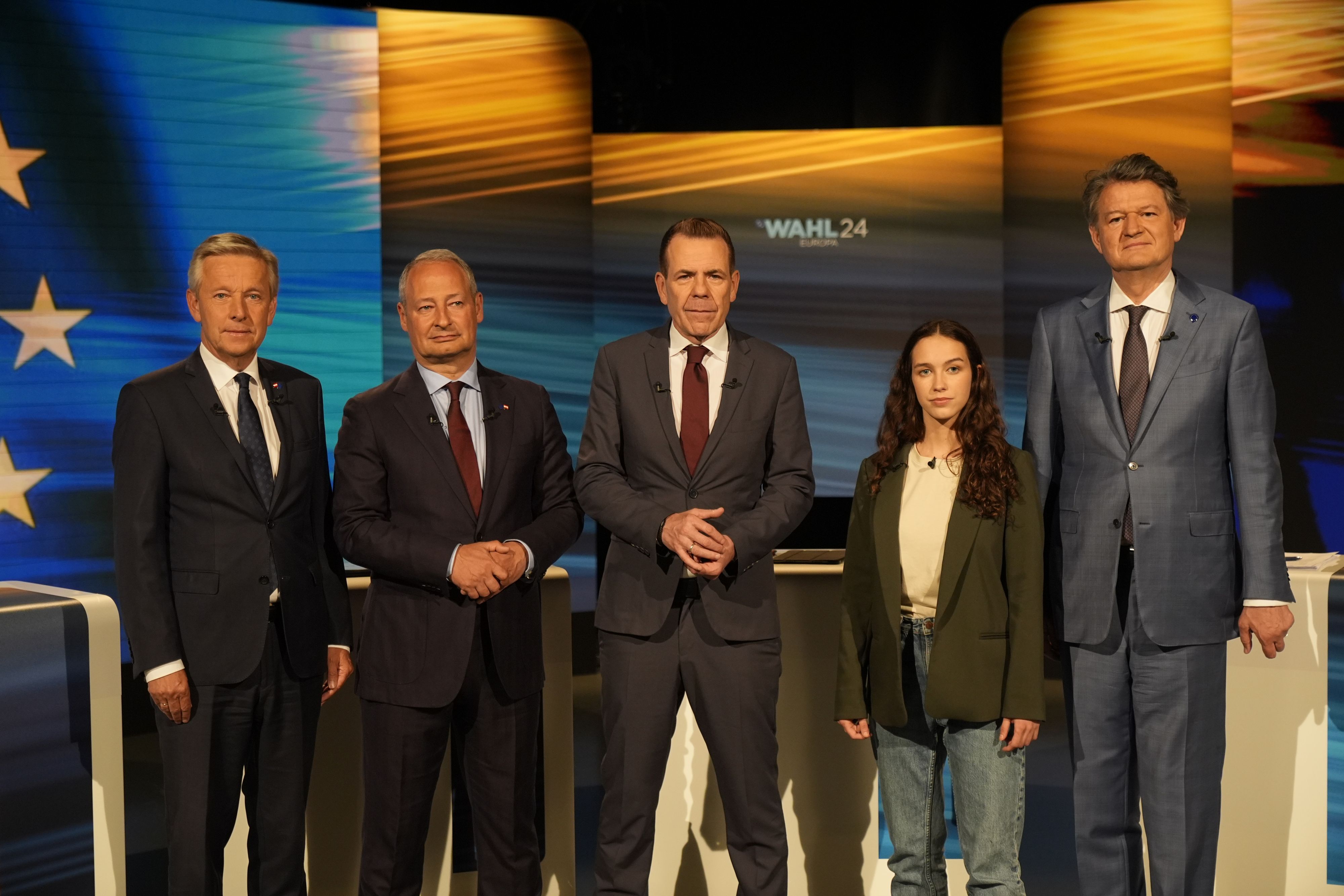 ORF-Elefantenrunde mit den Spitzenkandidaten zur EU-Wahl am 5. Juni 2024.