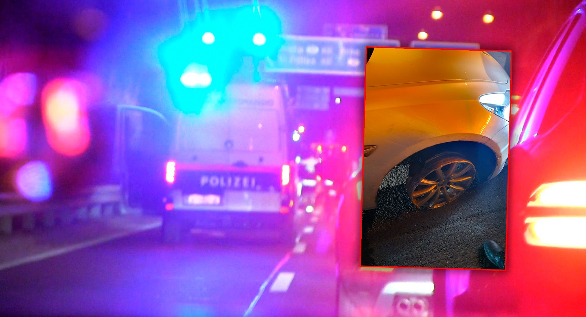 Der Tesla dürfte mehrere Kilometer ohne Reifen gefahren sein, bis es schließlich krachte.