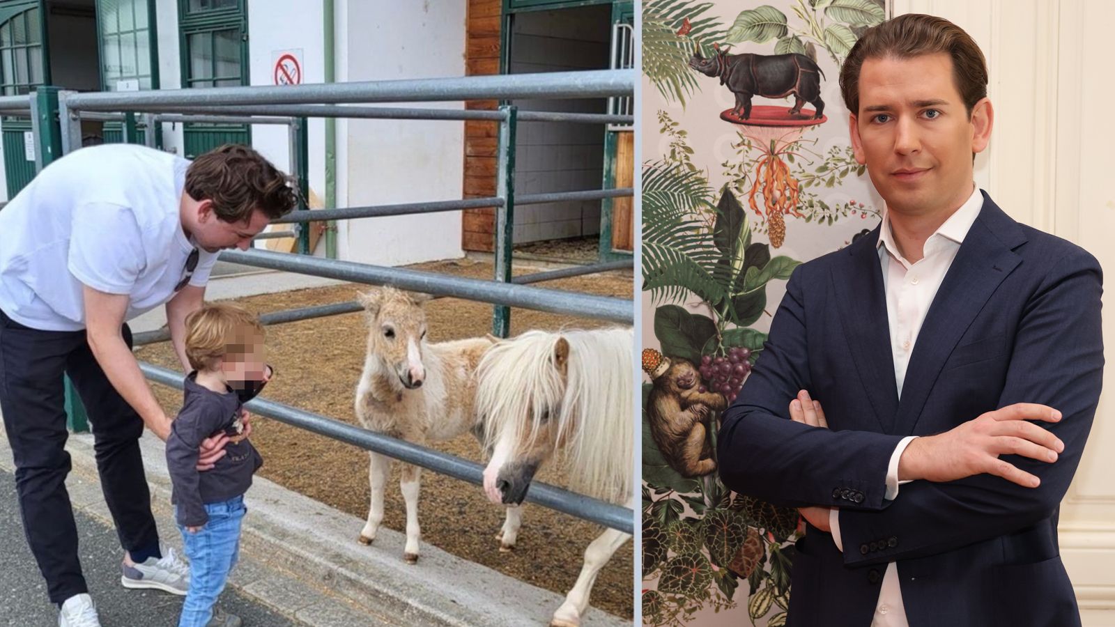 Sebastian Kurz mit Sohn Konstantin am Vatertag – und wie man ihn optisch in Erinnerung hat (r.)