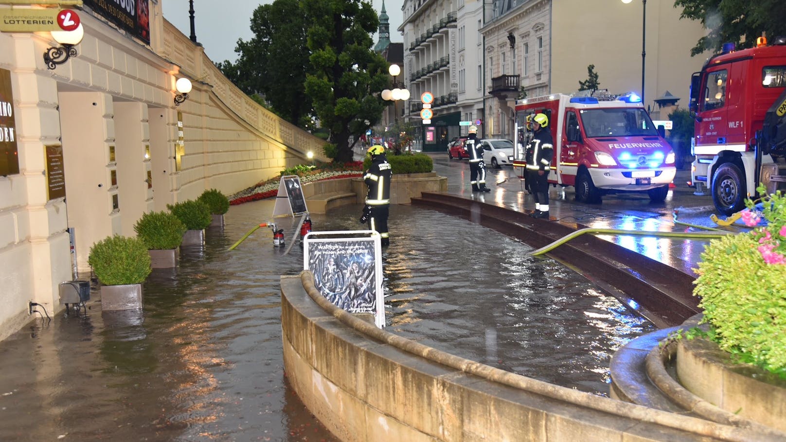 Heftige Regenschauer – Casino in Baden geflutet