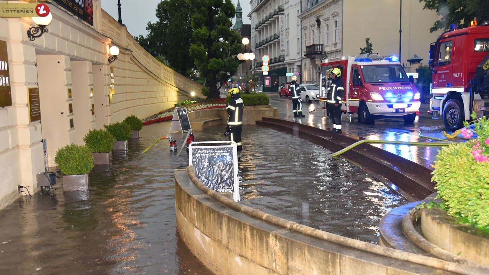 Heftige Regenschauer – Casino in Baden geflutet