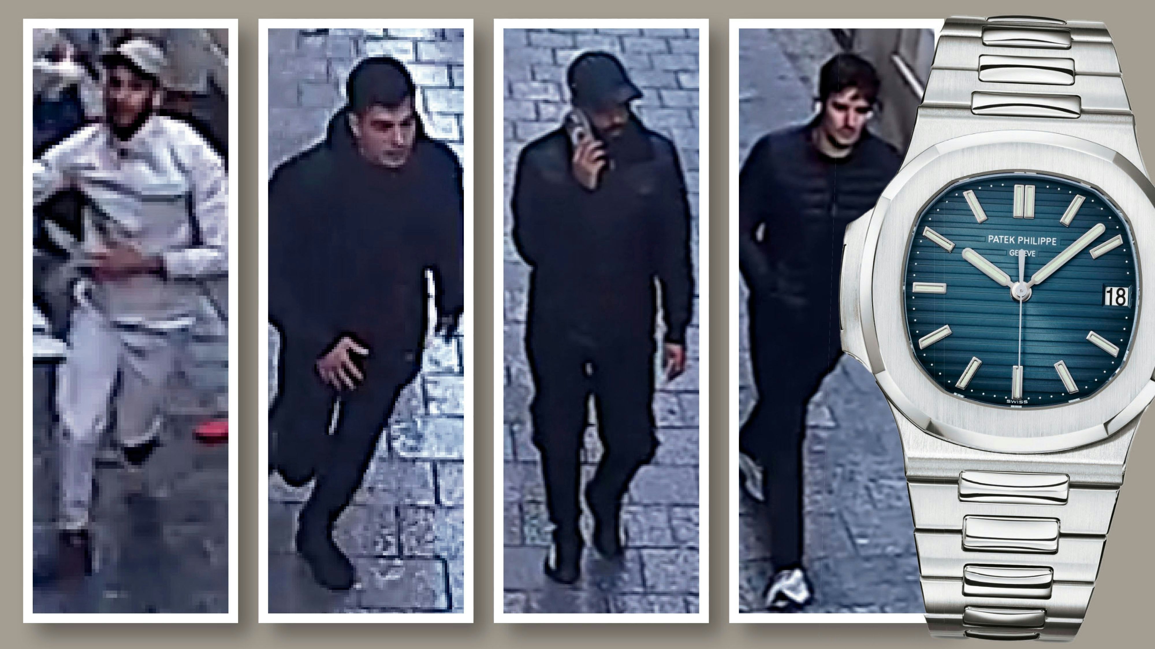 Diese vier Verdächtigen sollen versucht haben, ihrem Opfer eine Luxusuhr der Marke Patek Philippe vom Handgelenk zu reißen.