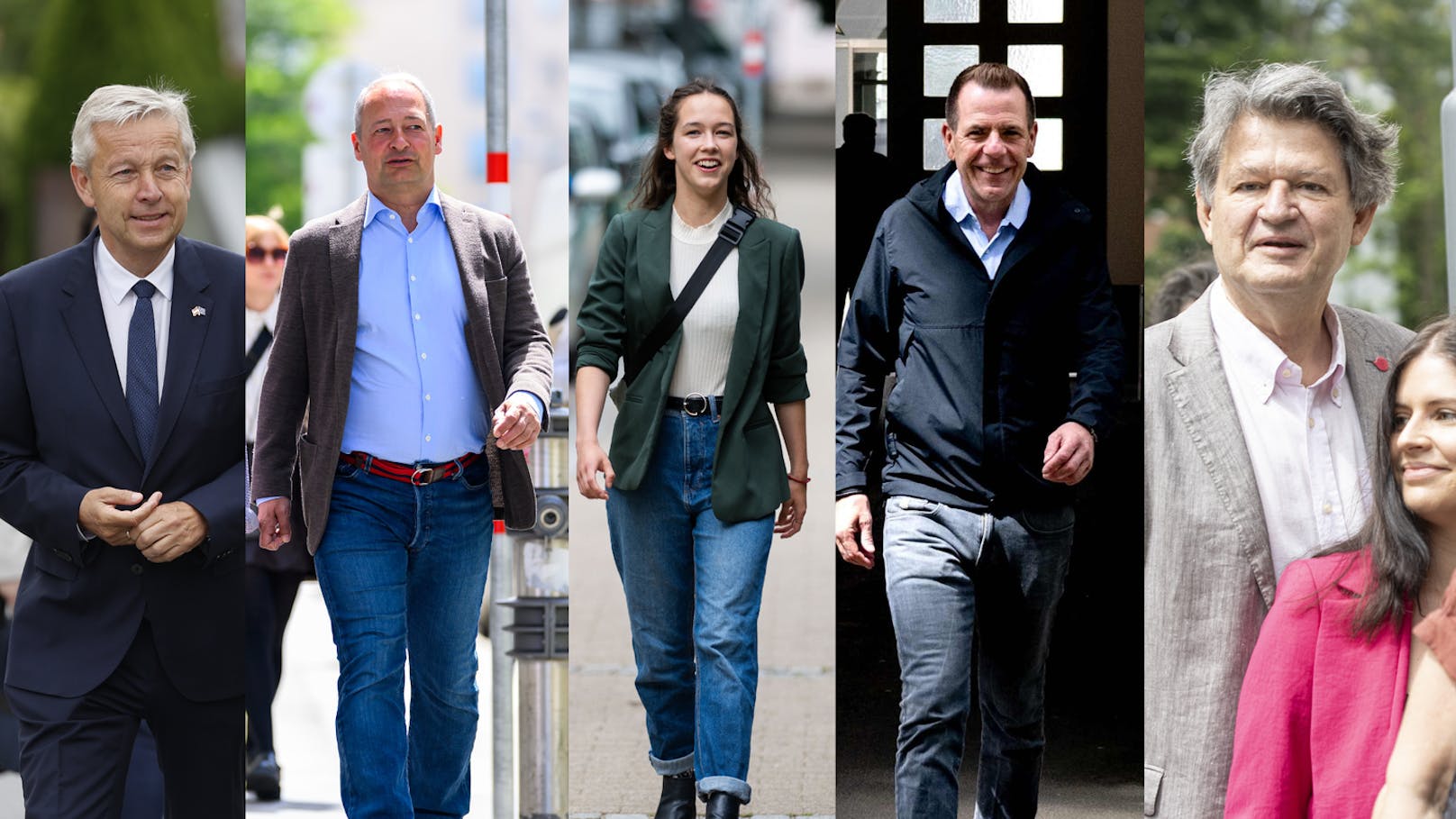 Die EU-Spitzenkandidaten am Weg zur Wahlurne.
