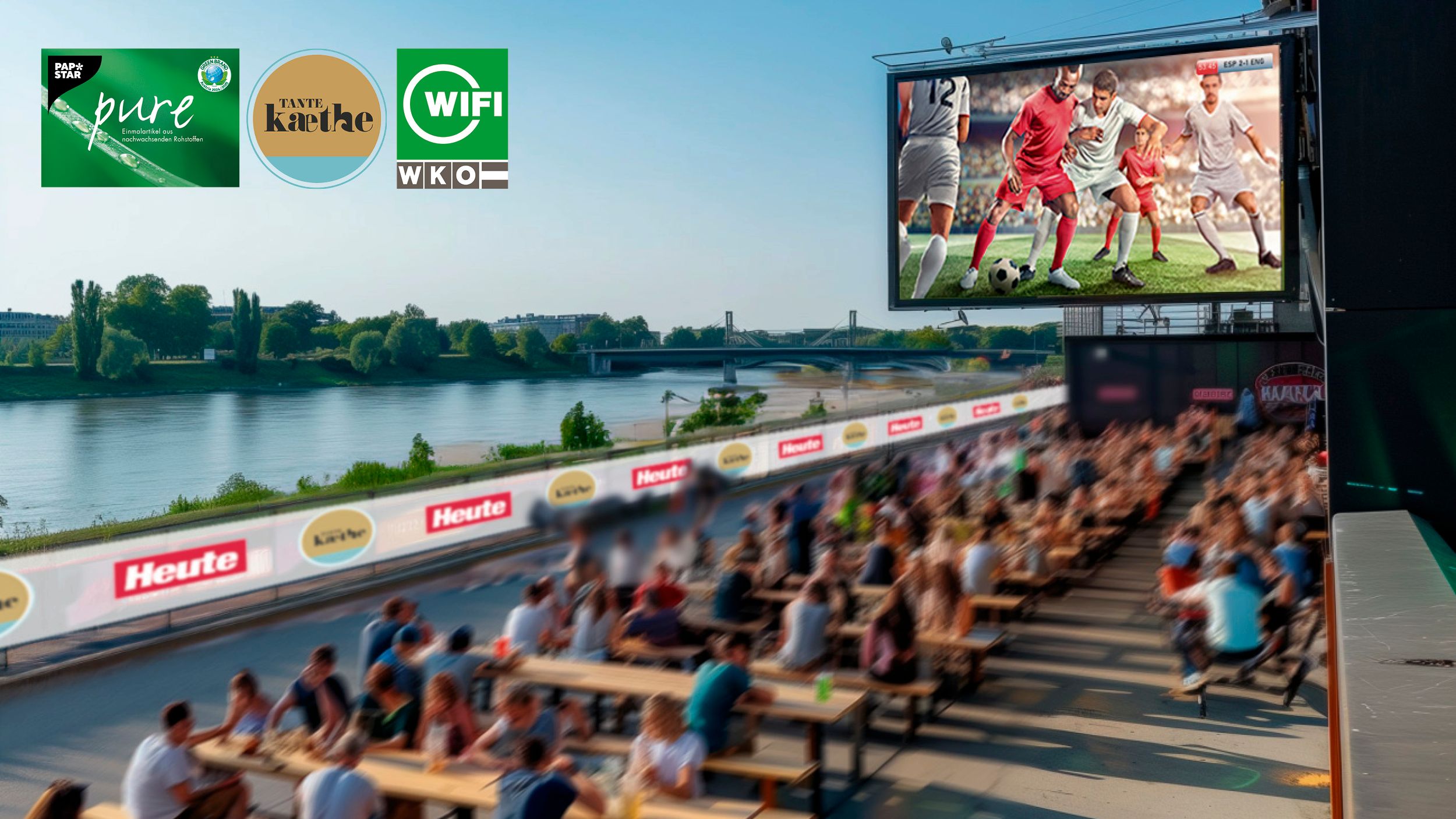 Großartige Location: Direkt beim Hofmann Personal Stadion des FC Blau-Weiß Linz präsentieren 