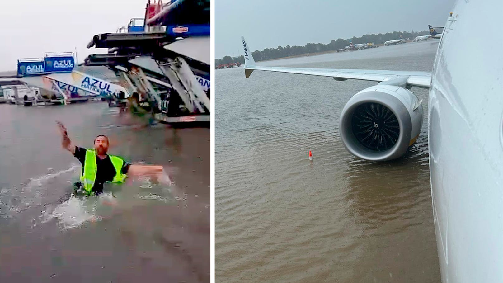 Flughafen von Mallorca versinkt knietief in Regenflut