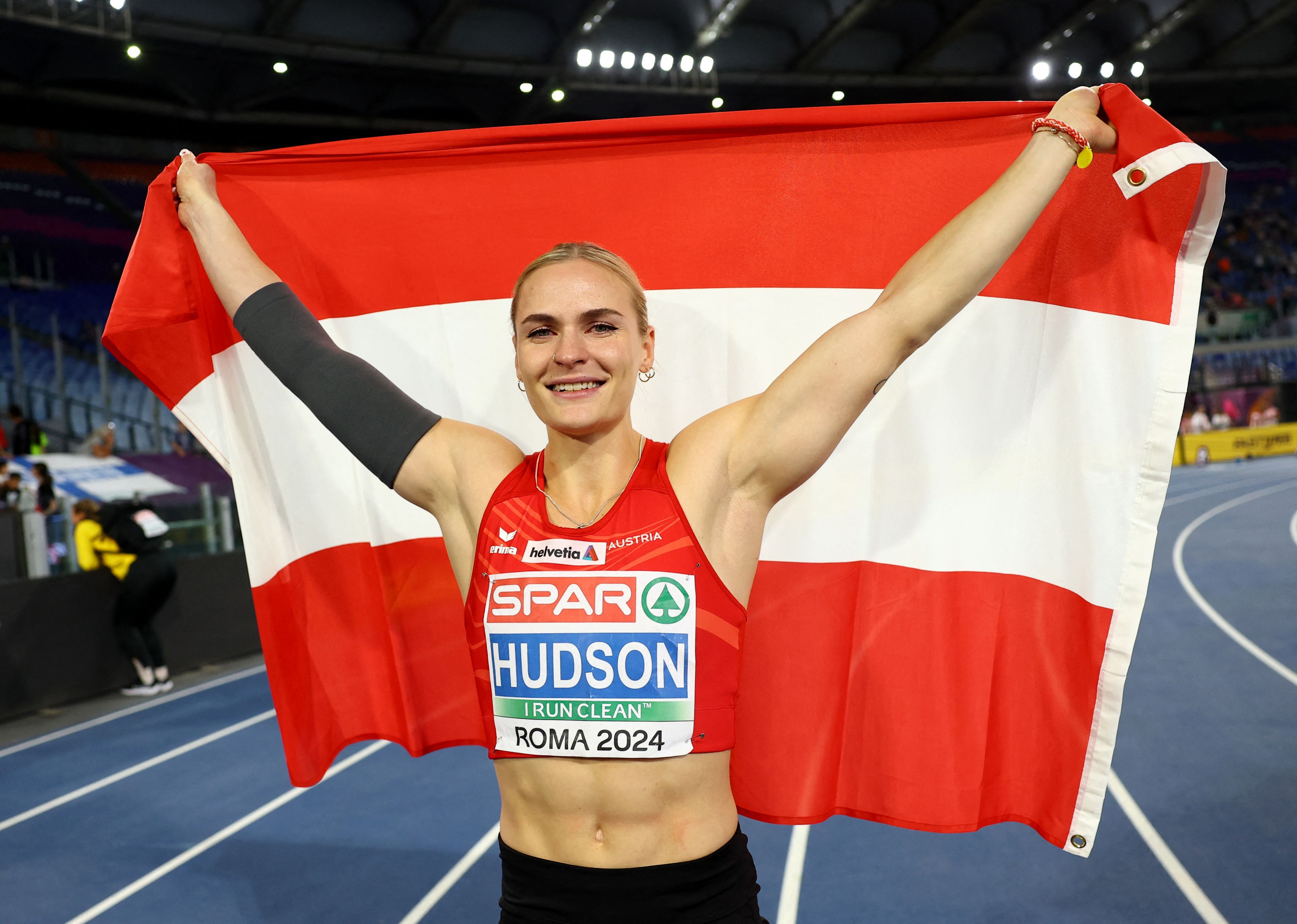 Österreichs Speerwerferin Victoria Hudson. 