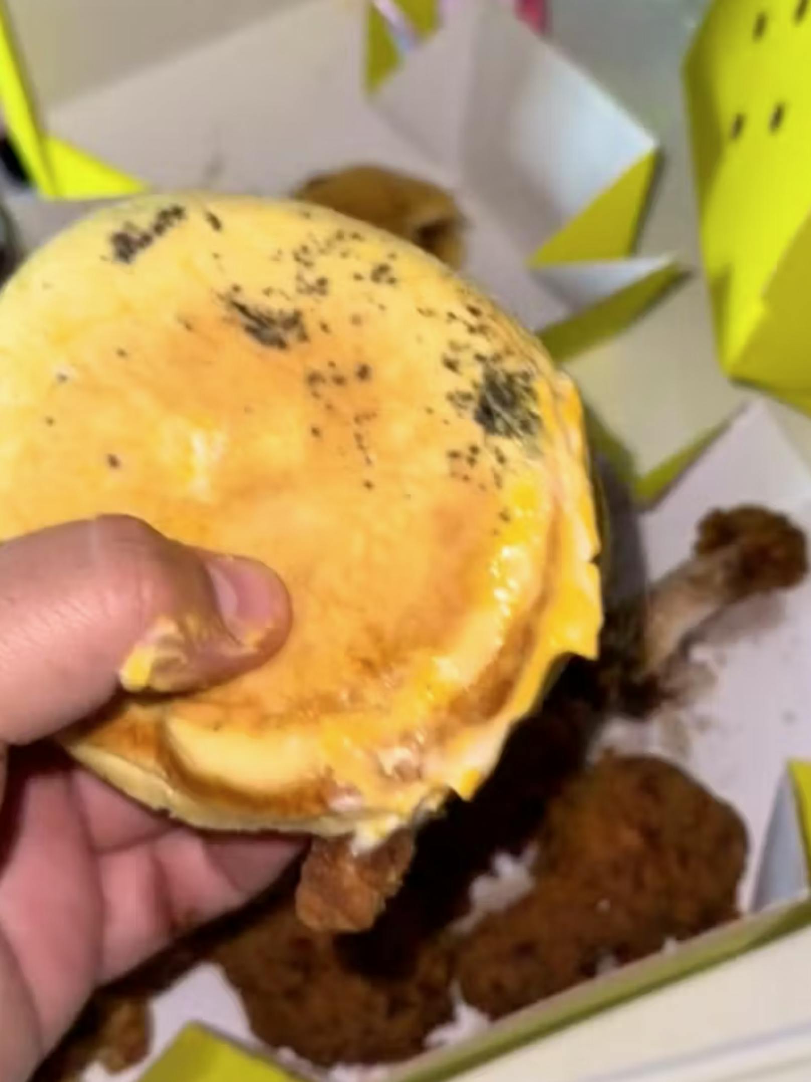 Ein Tiktok-User bekam einen Burger von Loco Chicken voller Schimmel.