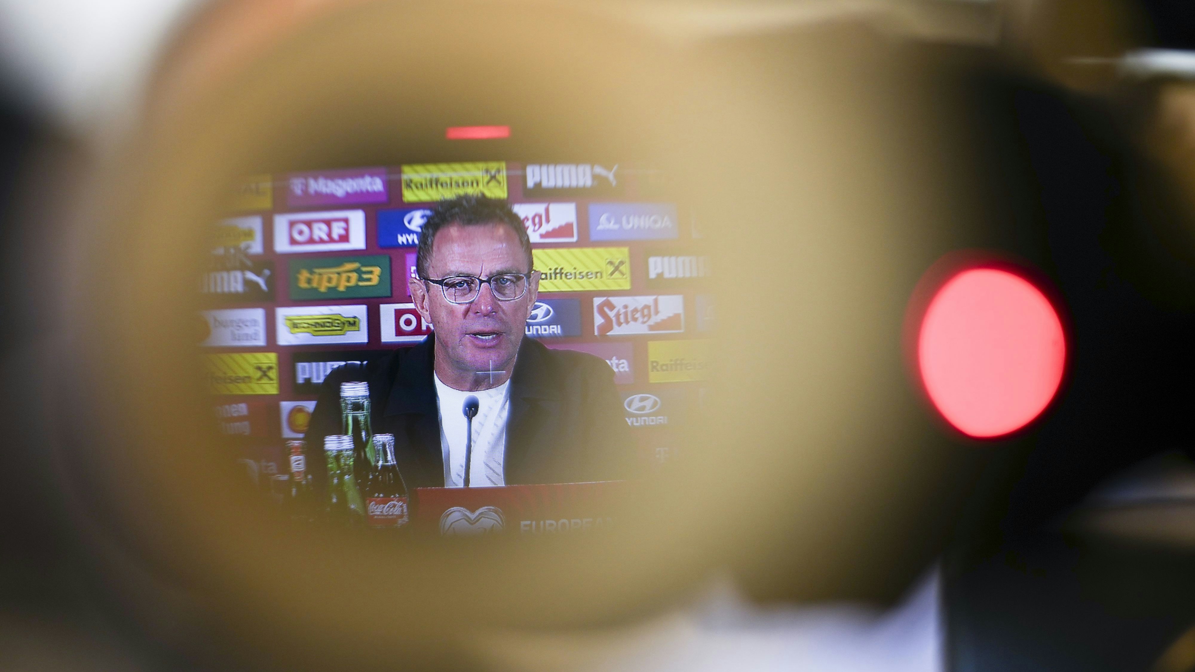 Ralf Rangnick am 15. Oktober 2023 auf der Pressekonferenz vor dem Spiel gegen Aserbaidschan in Wien