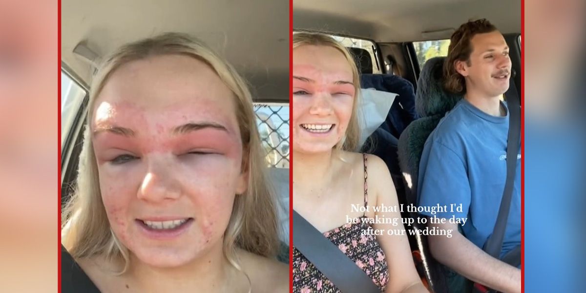 Mit diesem Gesicht starteten Jessica Mandry (Bild) und ihr Ehemann Brandon in die Flitterwochen.