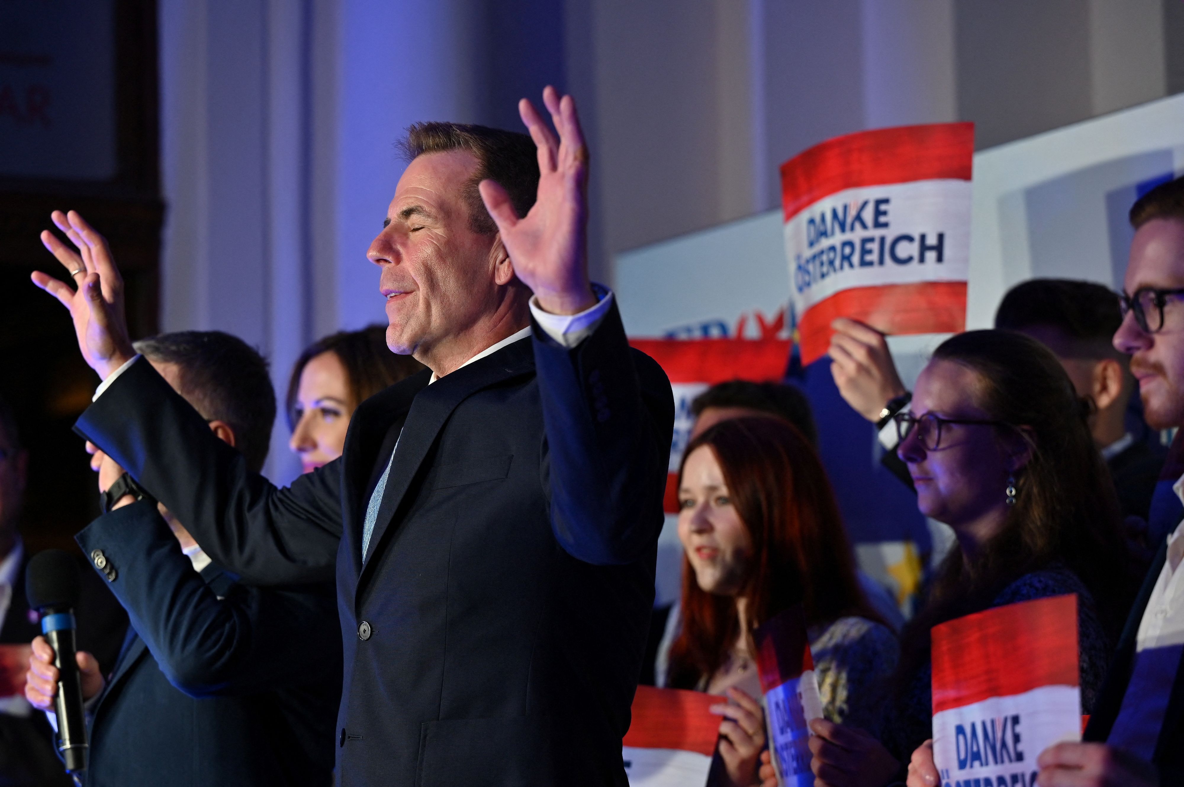 FPÖ-Spitzenkandidat Vilimsky bei der Wahlparty in Wien.