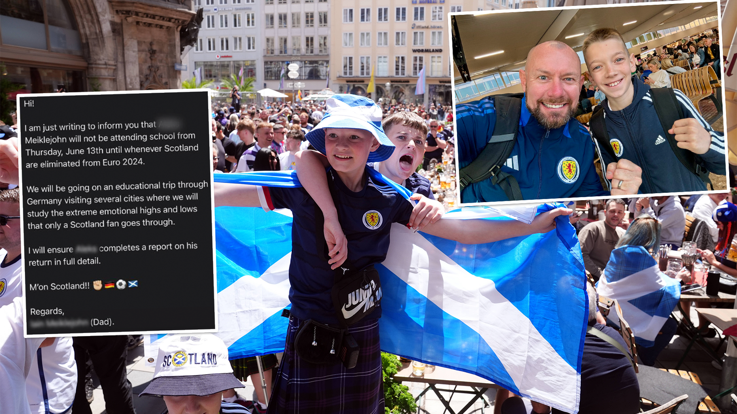 Die schottischen Fans sind bereit für das Eröffnungsspiel in München. Das Vater-Sohn-Gespann Meiklejohn ist auf dem Weg.