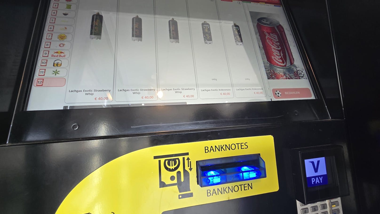 In mehreren Automaten in Linz wird Lachgas einfach so verkauft. Ohne Altersbeschränkung.