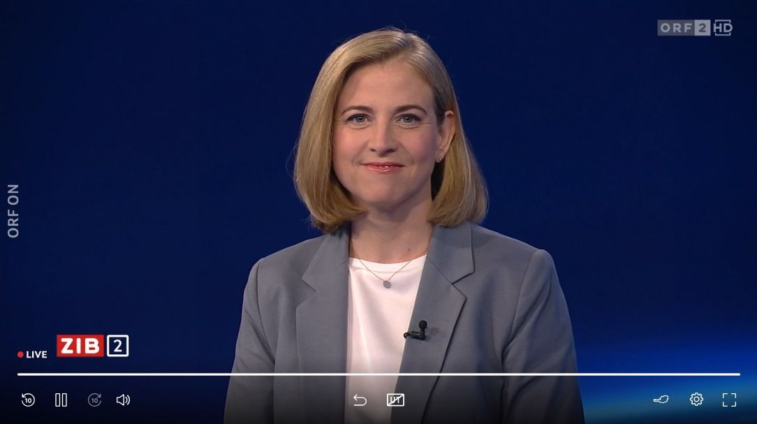 NEOS-Chefin Beate Meinl-Reisinger am Donnerstagabend in der ORF-