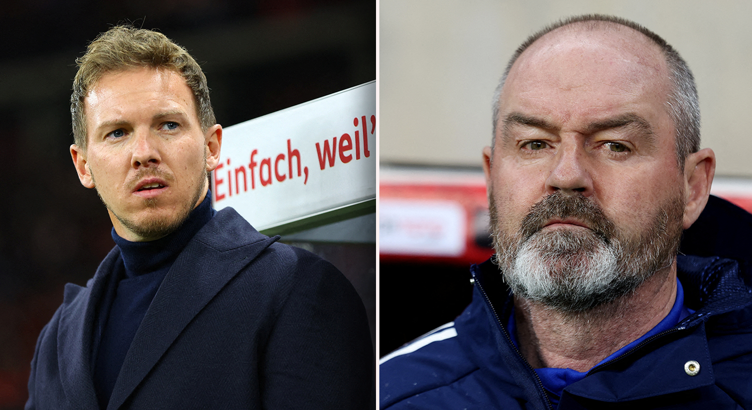 Deutschland-Trainer Julian Nagelsmann und Schottland-Coach Steve Clarke. 