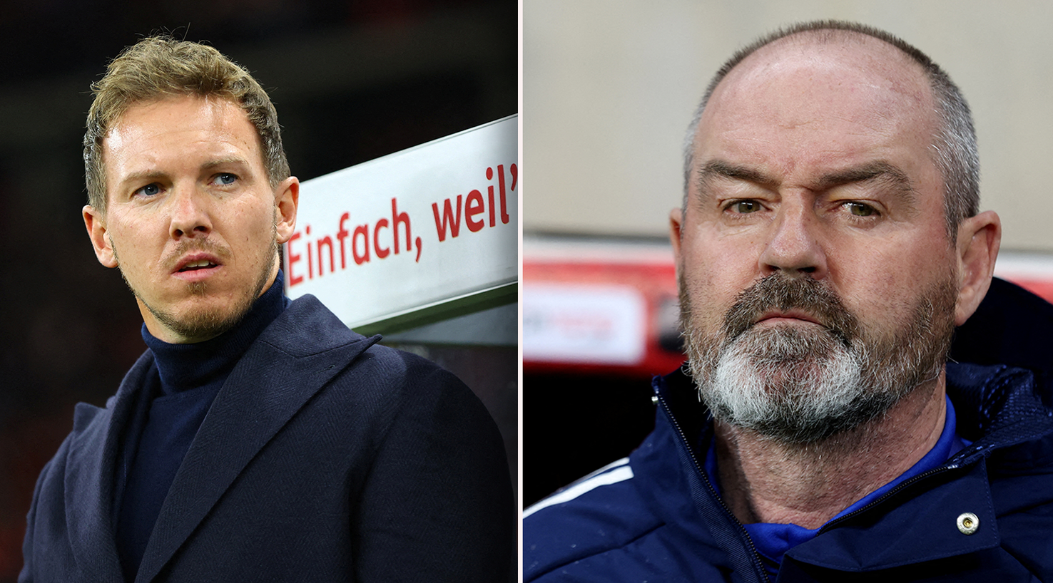 Deutschland-Trainer Julian Nagelsmann und Schottland-Coach Steve Clarke. 