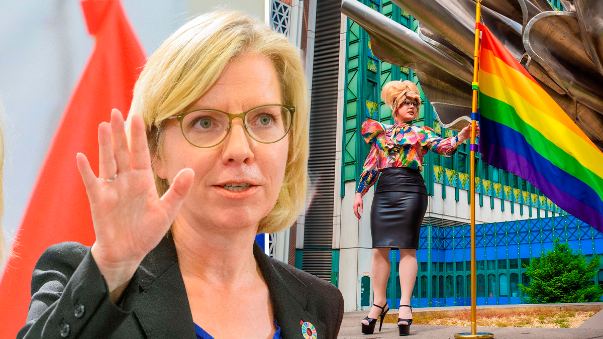Klimaschutzministerin <strong>Leonore Gewessler</strong> (links) und die Wiener Dragqueen <strong>Ryta Tale</strong>