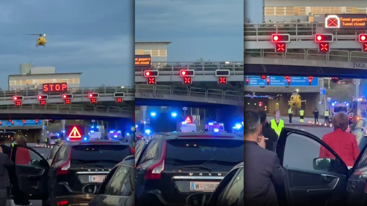 Schwerer Unfall auf der Donauufer Autobahn, vor dem Kaisermühlentunnel.