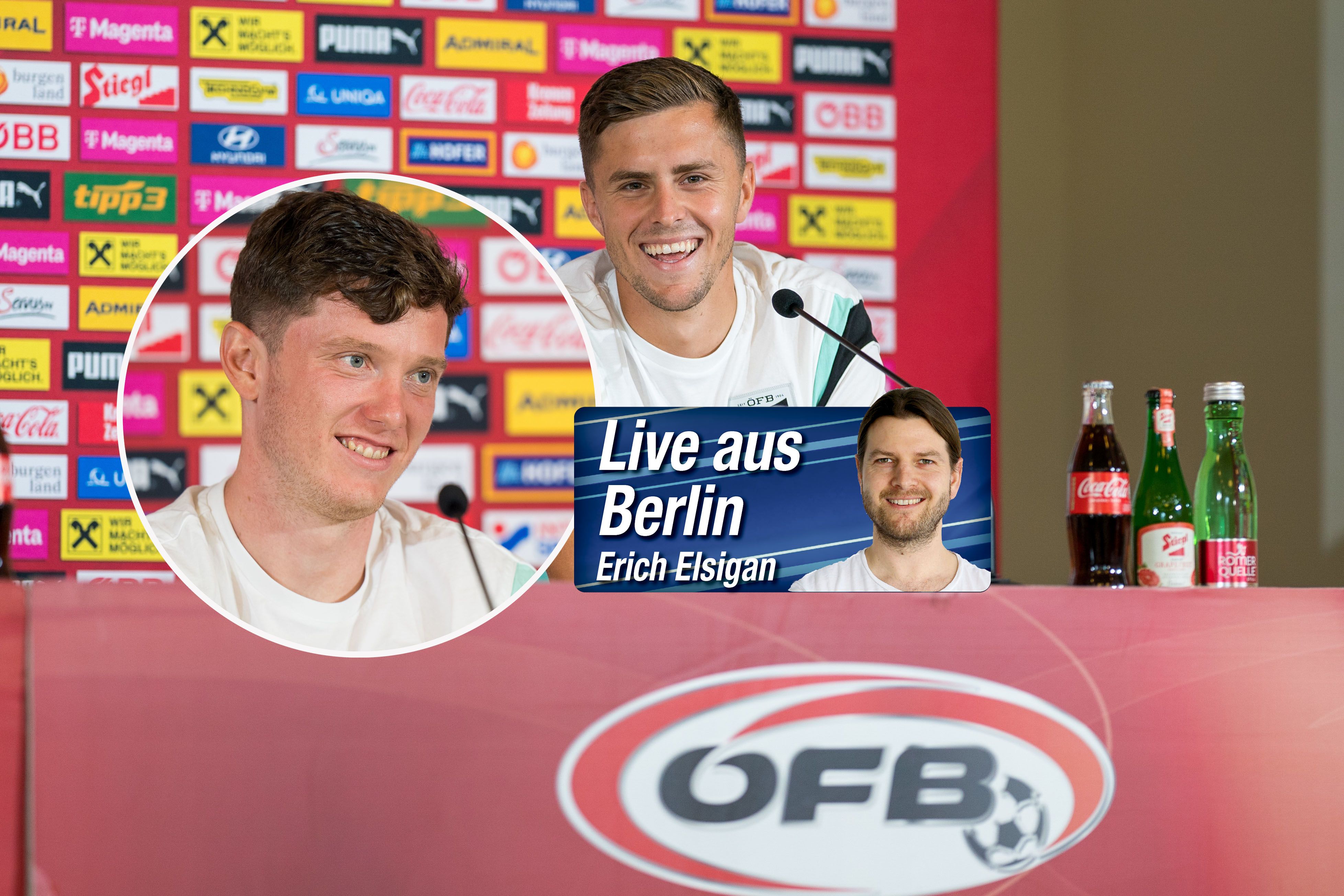 Gregoritsch und Baumgartner bei der ÖFB-Pressekonferenz am Samstag.
