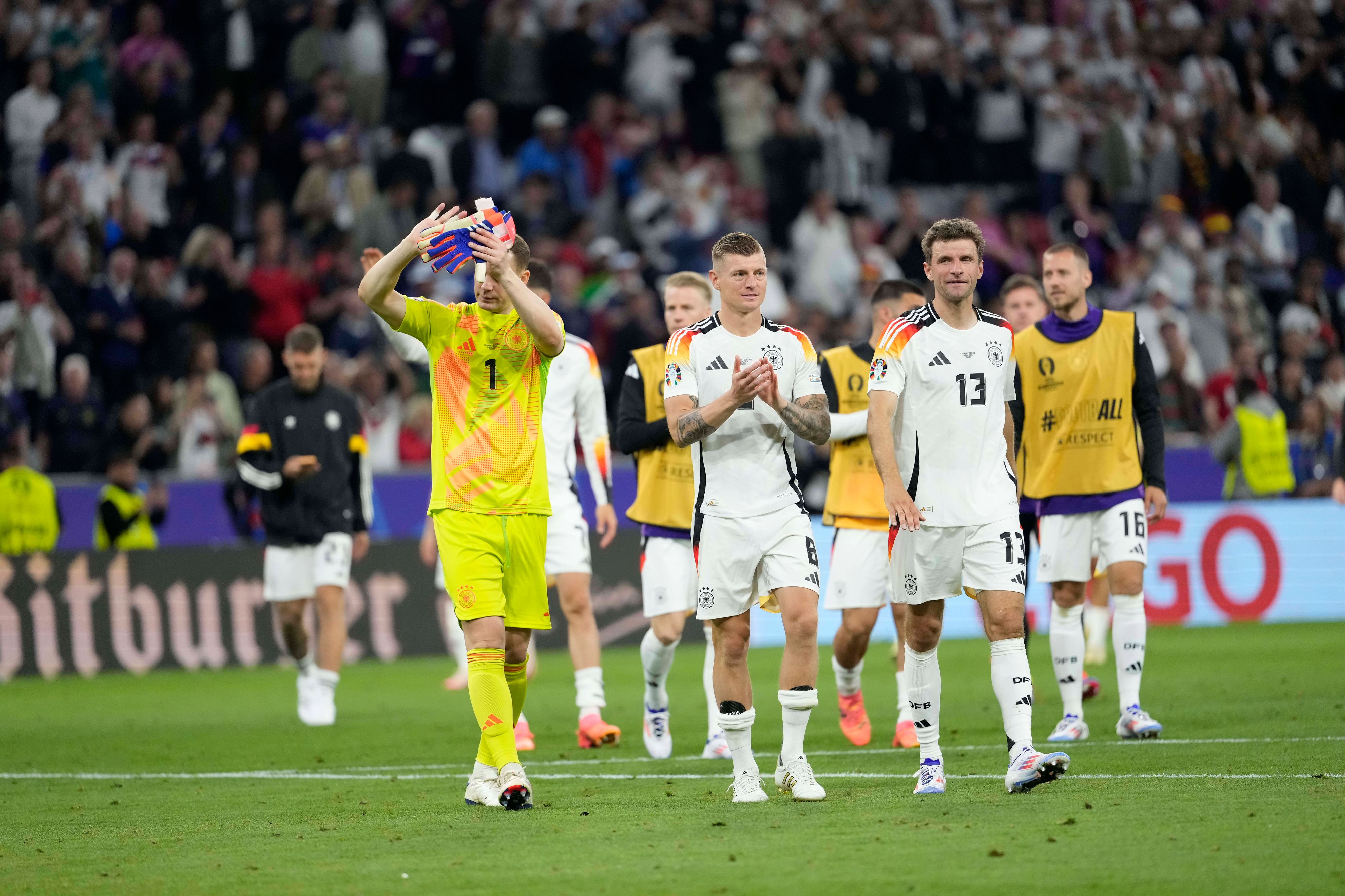 Großer Jubel bei der deutschen Fußball-Nationalmannschaft. 