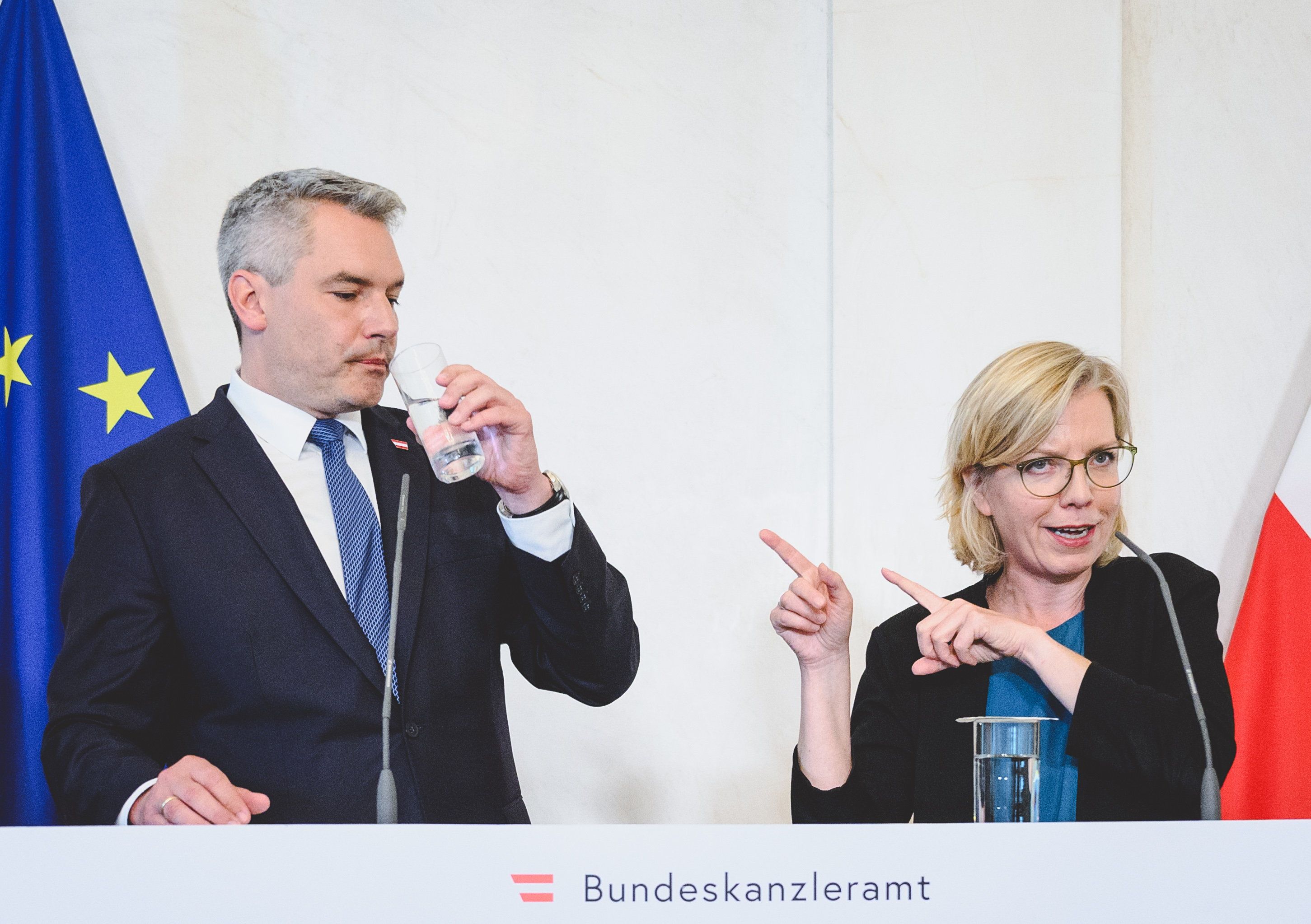 Dicke Luft: Kanzler Karl Nehammer und Klimaministerin Leonore Gewessler