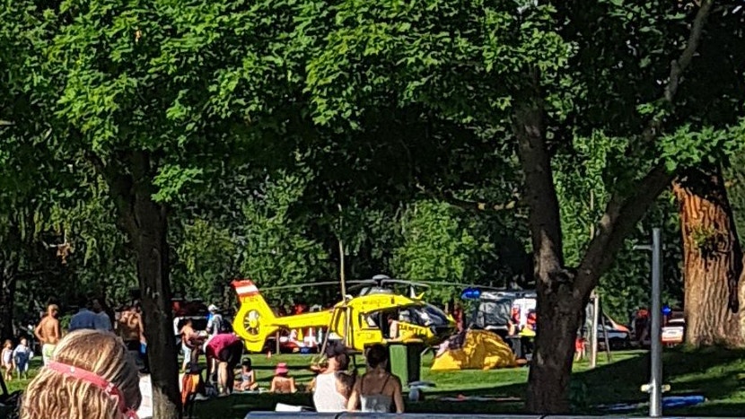 Notruf im Gänsehäufel! Rettungs-Heli im Einsatz