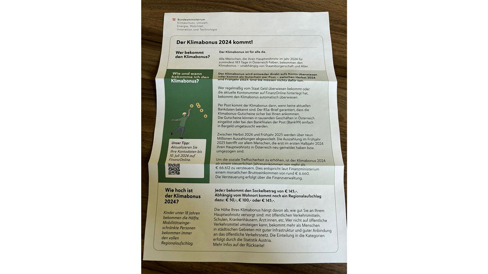 So sehen sie aus, die Klimabonus-Briefe, die dir nun in den Briefkasten flattern.