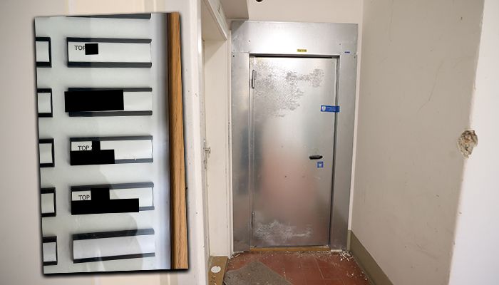 Hier wohnte jener Mann in der Brigittenau, der sich vor der Polizei verschanzte. Links im Bild das Klingelschild.