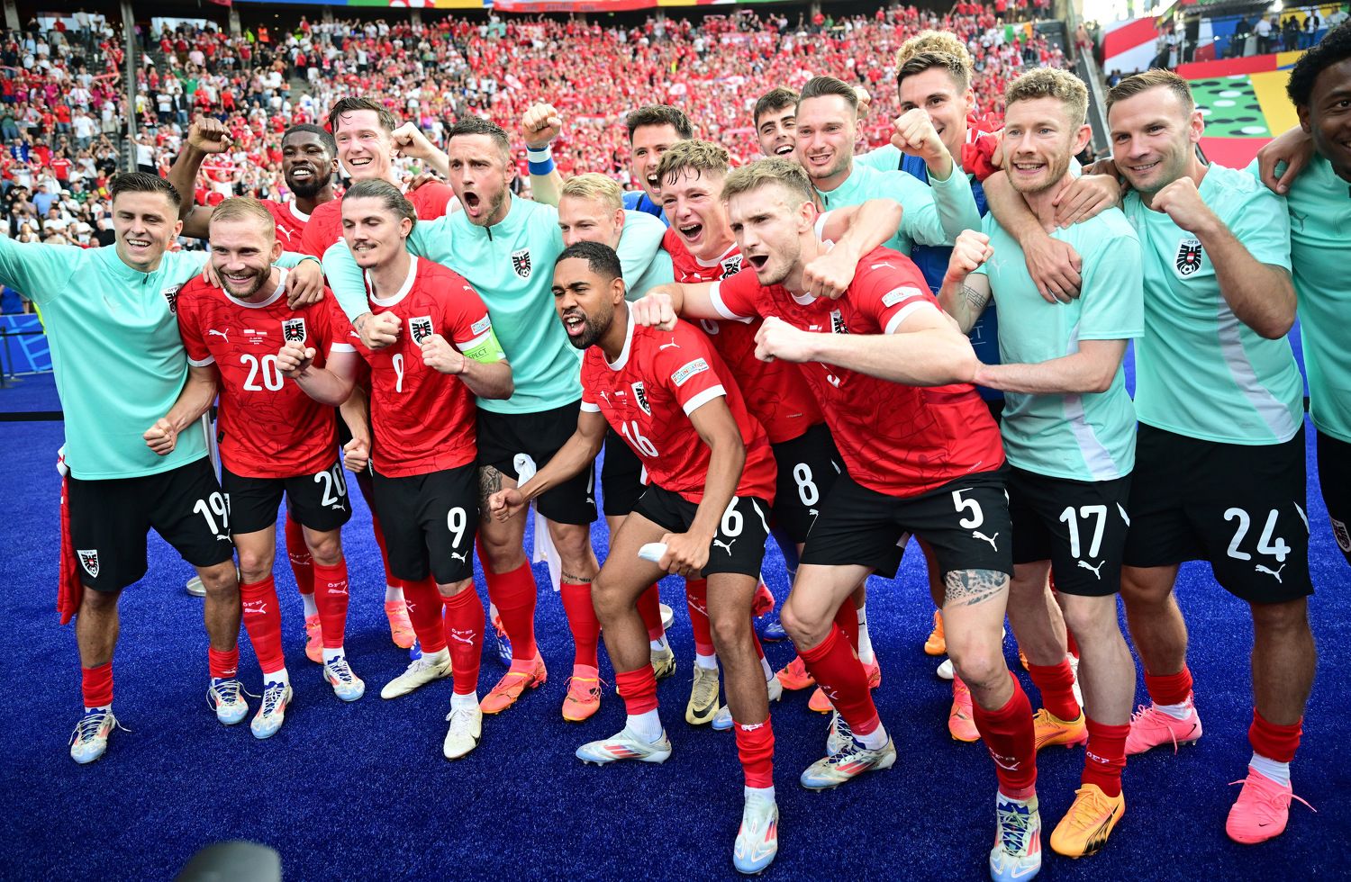Österreichs EURO-Helden nach dem Sieg gegen Polen. 