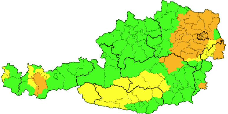 Aktuelle Unterwetterwarnungen für Österreich