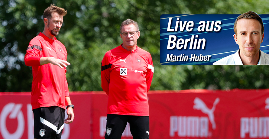 Lars Kornetka mit ÖFB-Teamchef Ralf Rangnick: 