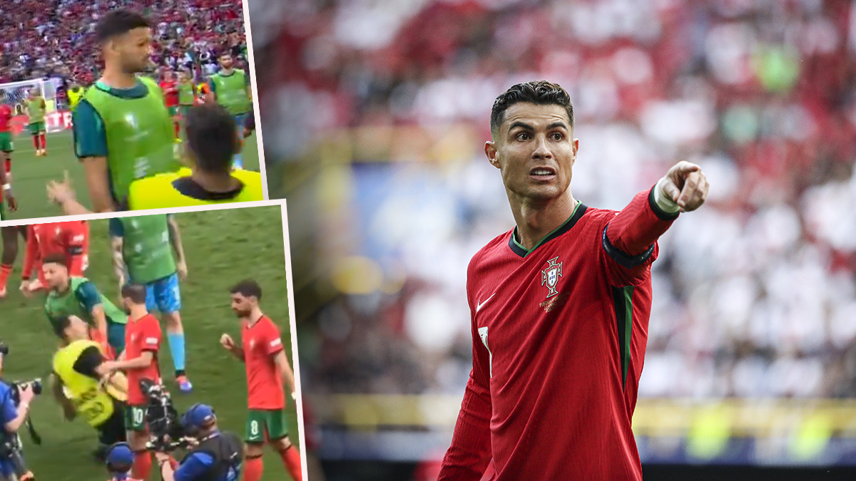 Auch nach dem Schlusspfiff stürmten Flitzer auf den Rasen, ein Portugal-Star wurde dabei von einem Ordner umgegrätscht. 