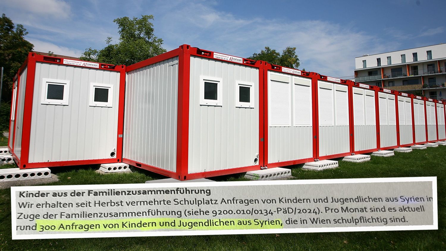 Bereits jetzt sind bedrückende Containerklassen für viele Wiener Schüler Standard – und weitere Kinder aus der Familienzusammenführung kommen!