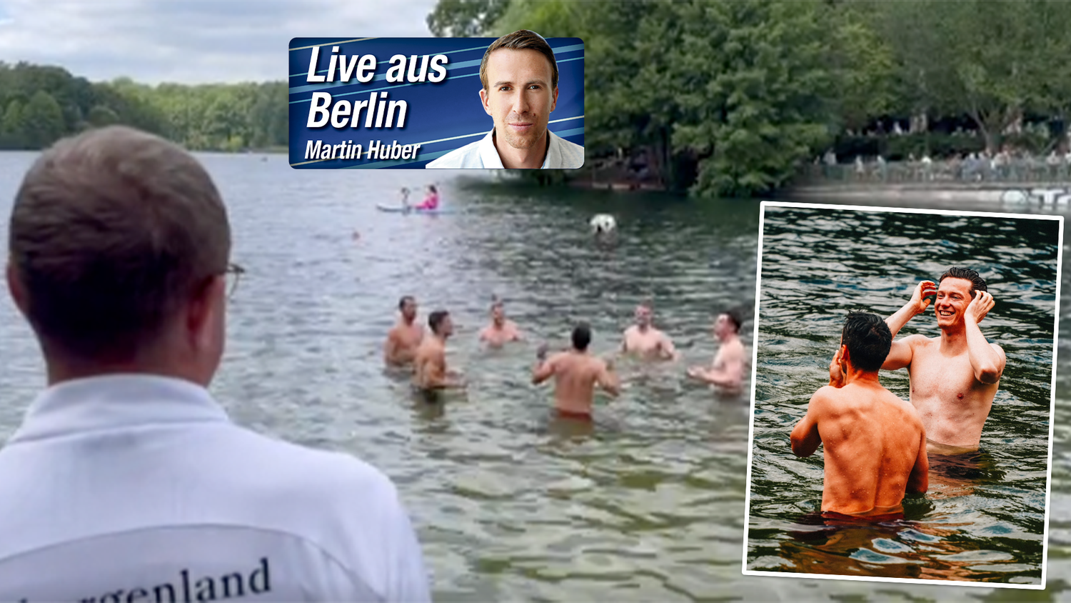 Rangnick schaut seinen Kickern beim Baden in Berlin zu.
