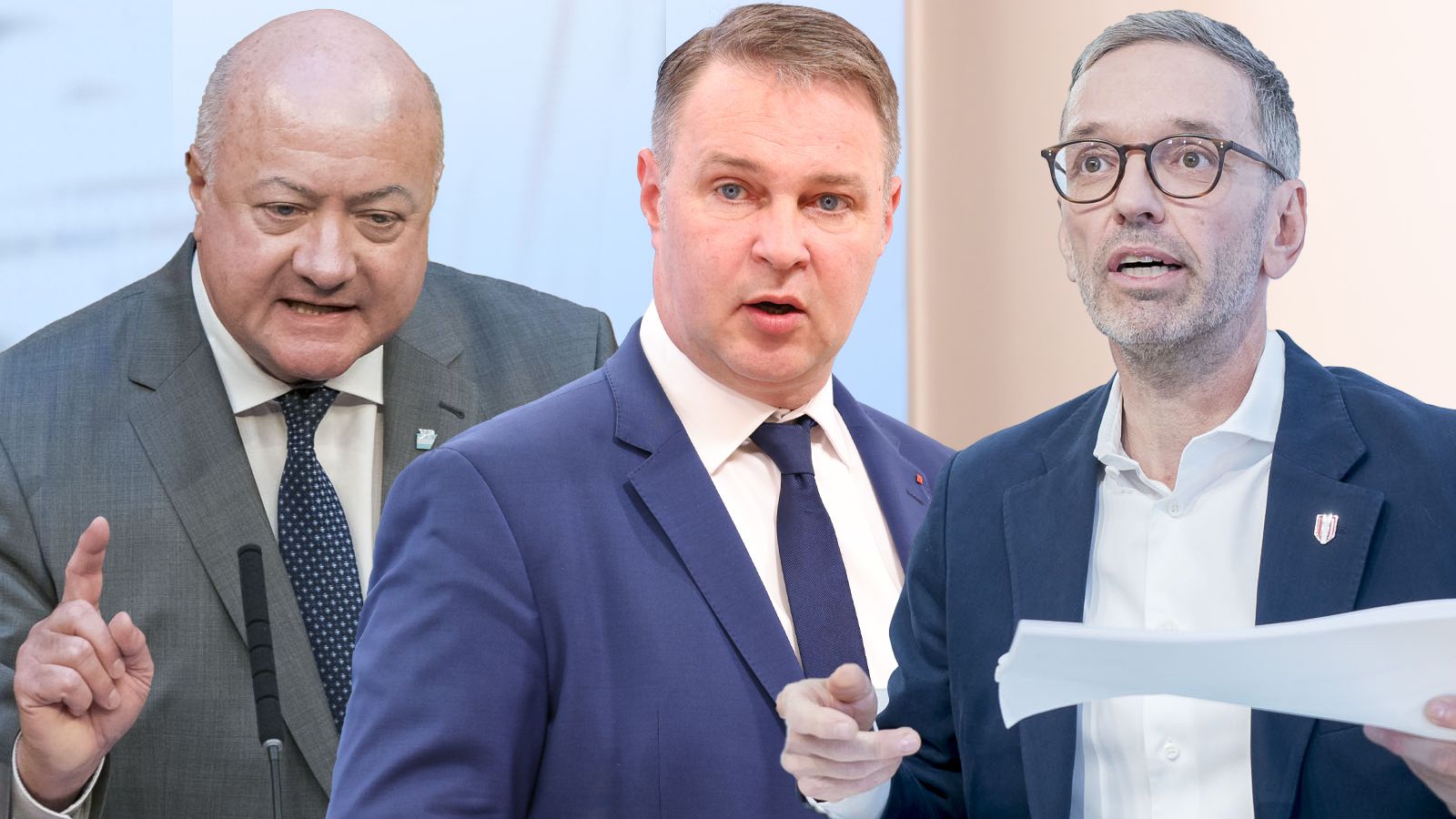 Wer ist Klassenbester? Semesterzeugnis für Parteichefs Kickl (FPÖ), Babler (SPÖ), Stocker (ÖVP).