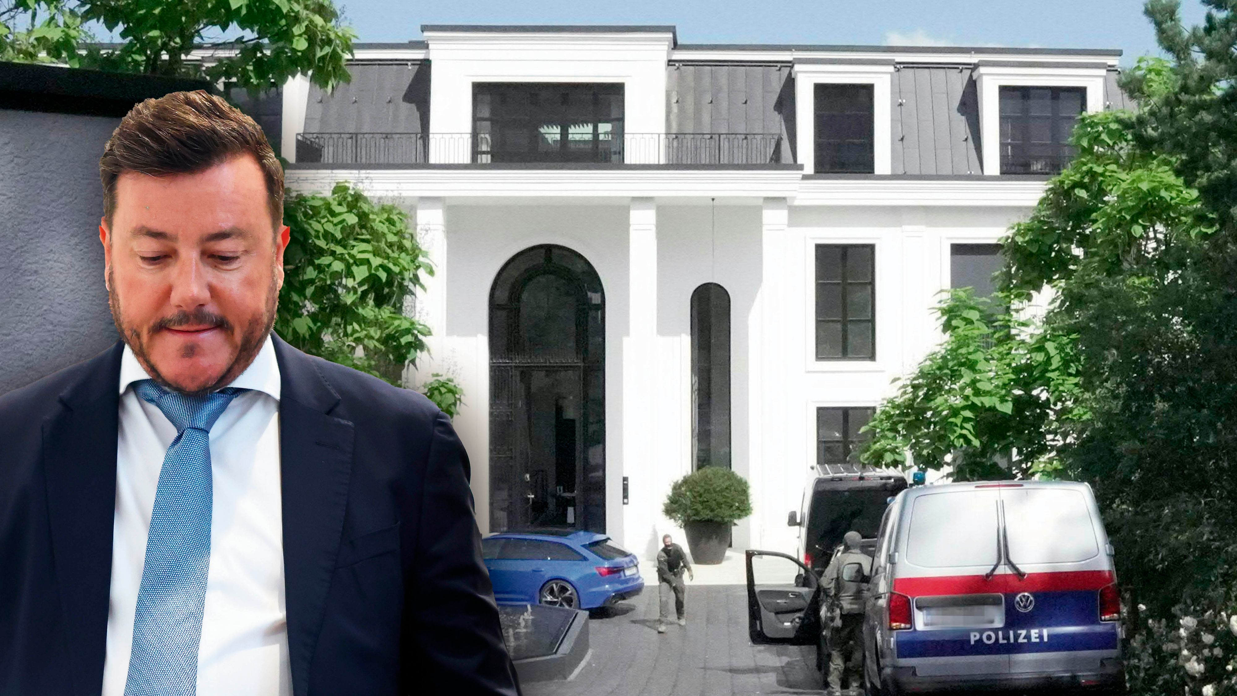 Hausdurchsuchung in René Benkos Luxusvilla in Innsbruck Igls am 25. Juni 2024.