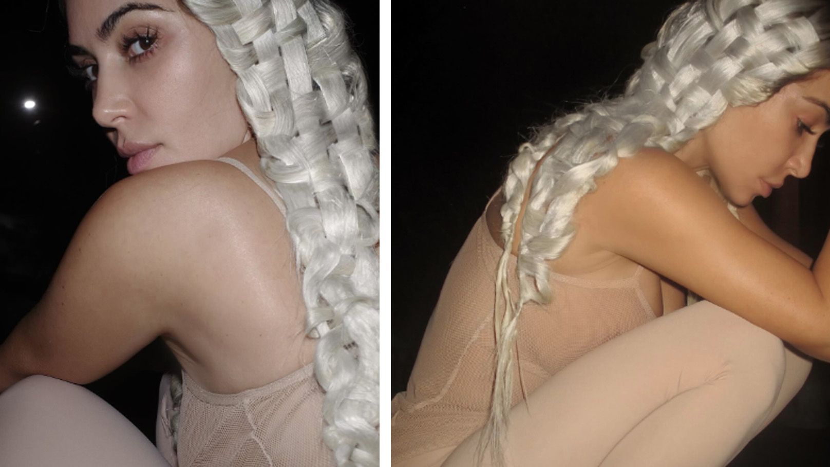 Mit dieser Flechtfrisur fällt Kim Kardashian wieder einmal auf.