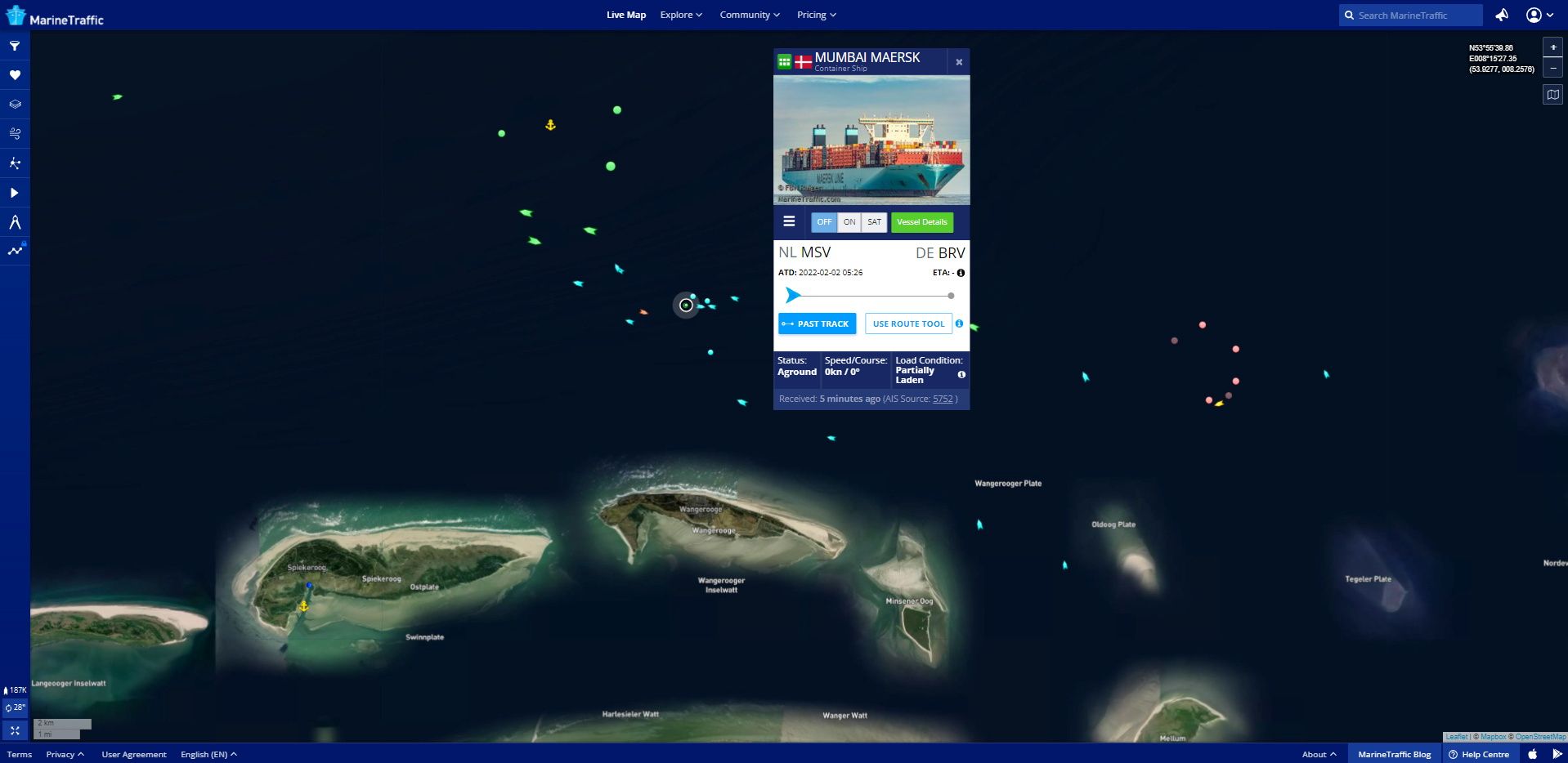 Das dänische Frachtschiff 