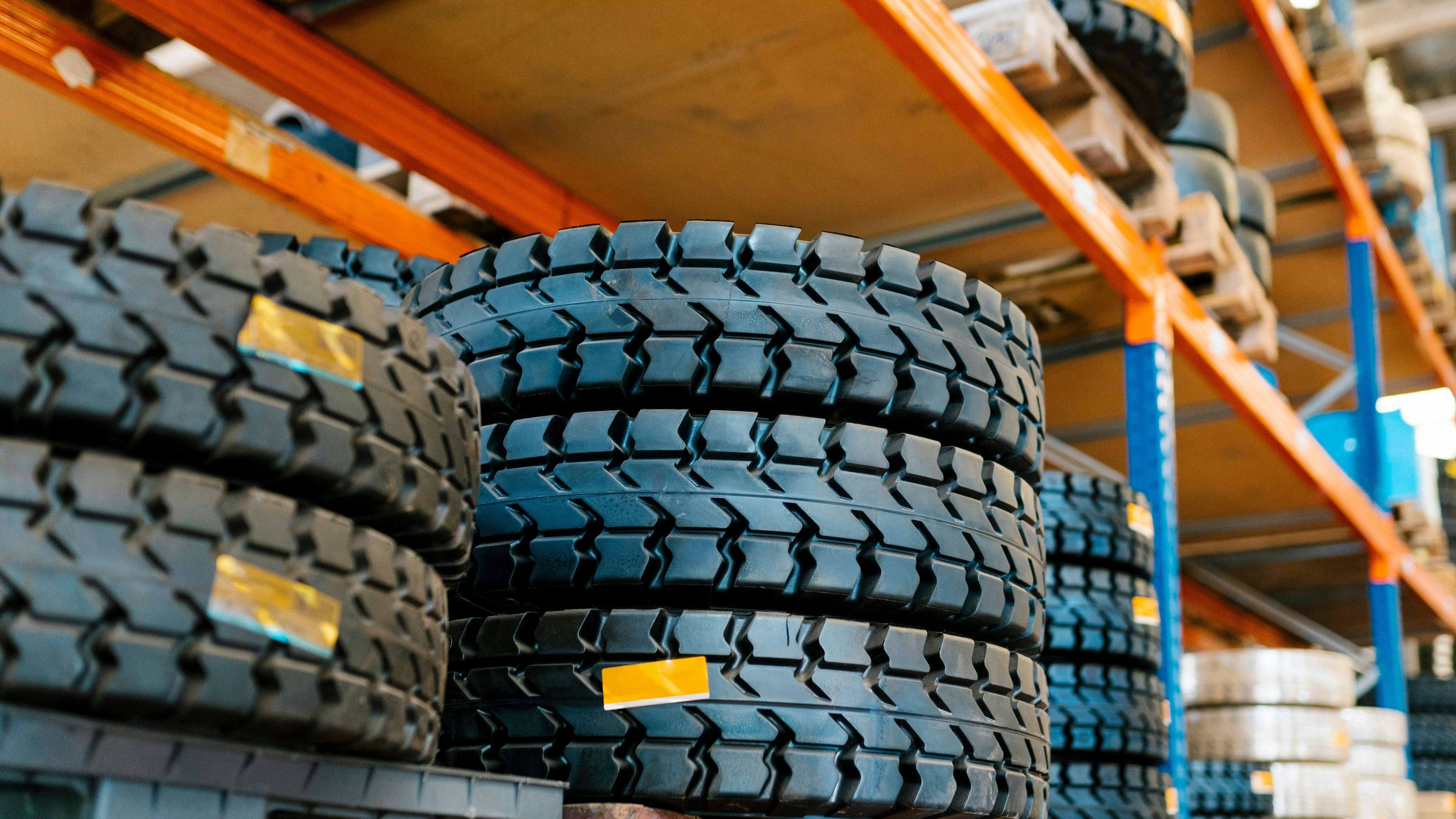 Tires on rack in auto repair shop property released EGAF00776 