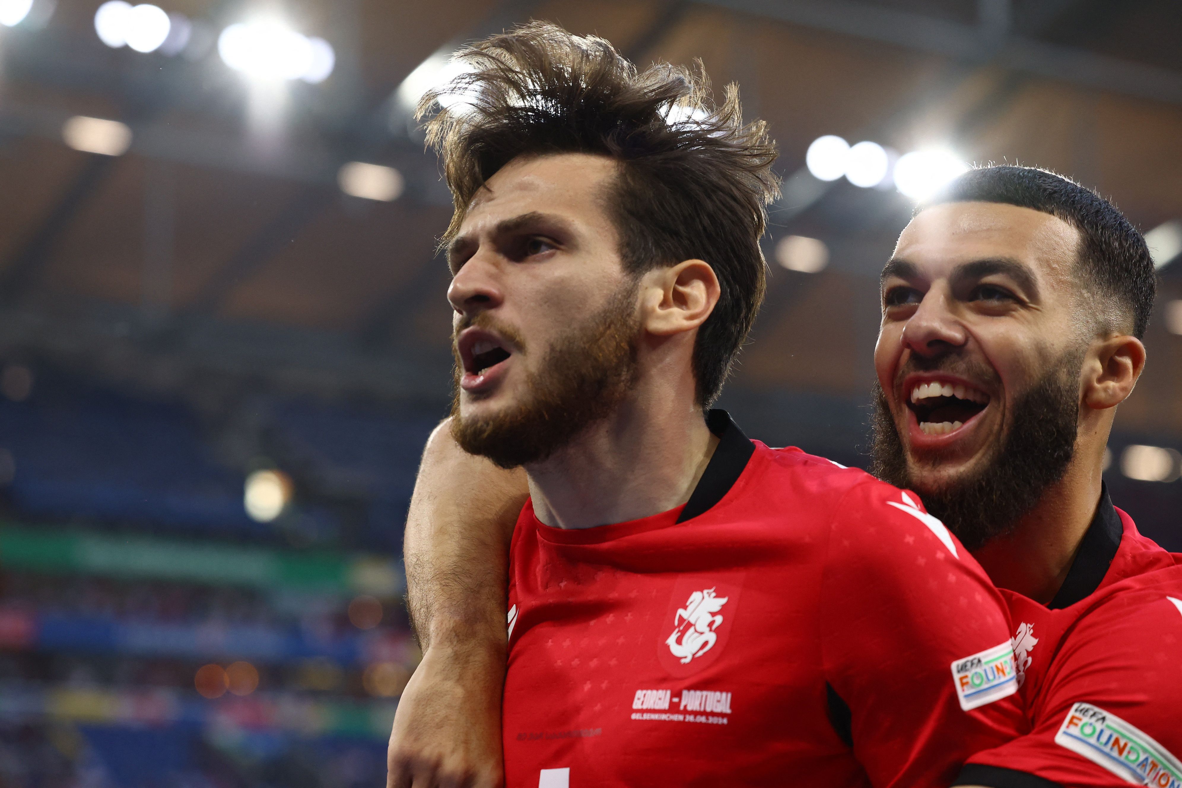 Khvicha Kvaratskhelia hat Georgien gegen Portugal mit 1:0 in Front geschossen. 