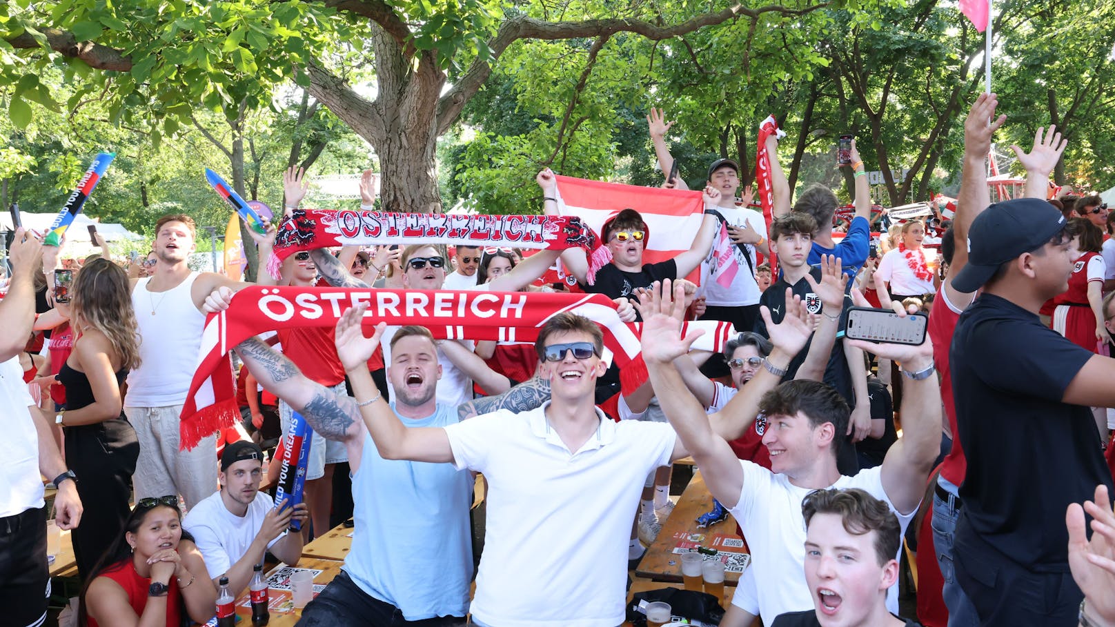 Österreich-Fans feierten den Einzug ins Achtelfinale.