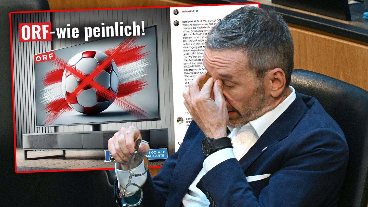 Herbert Kickl tobt über die Übertragung der EM im ORF.