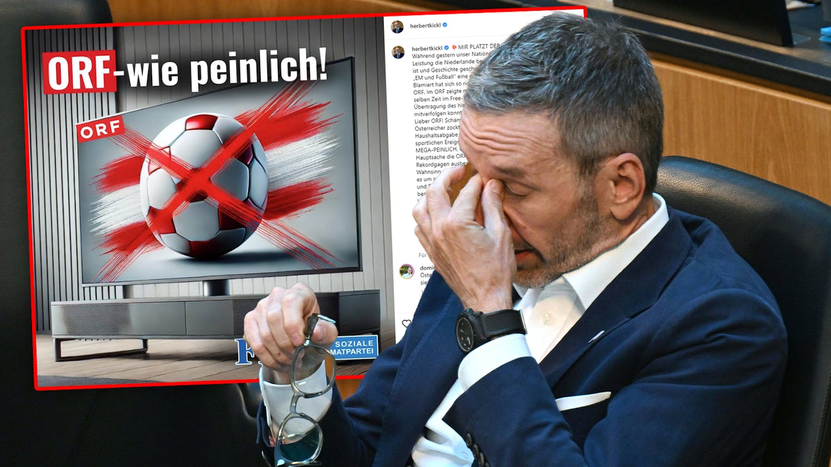 ORF "mega peinlich" – Kickl wütet über EM-Übertragung