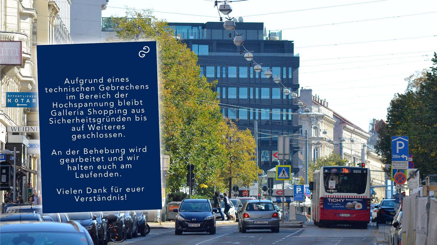 Auf der Landstraßer Hauptstraße gibt es einen stundenlangen Stromausfall. (Archivbild)