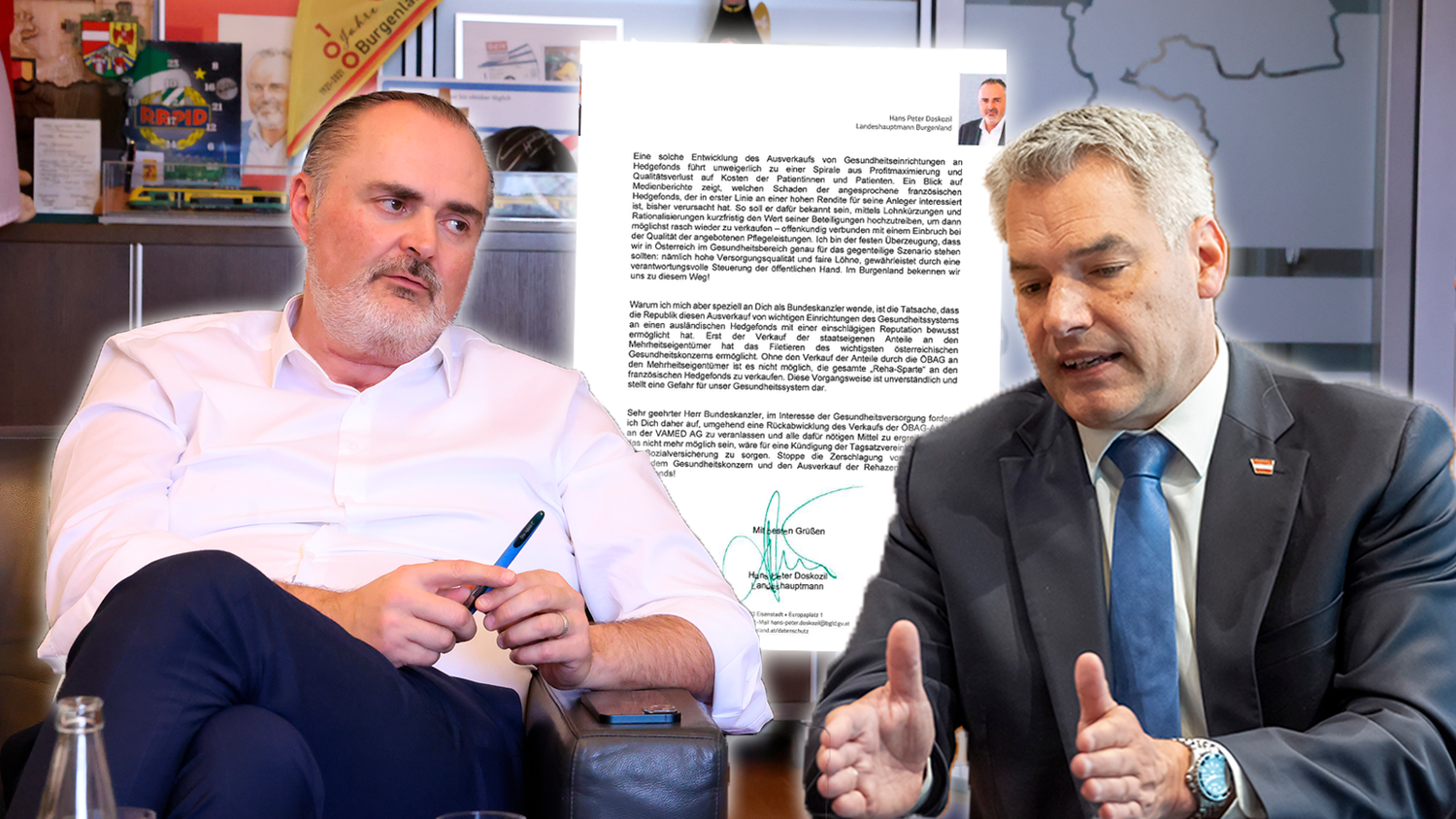 Keine Filetierung der VAMED: Landes-Chef Doskozil hat einen Brief an den Kanzler geschrieben.