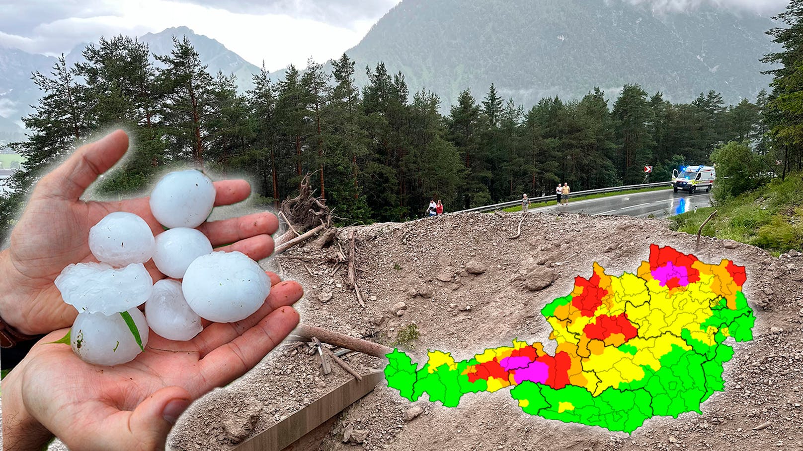So schlimm wüteten die Hagel-Unwetter in Österreich
