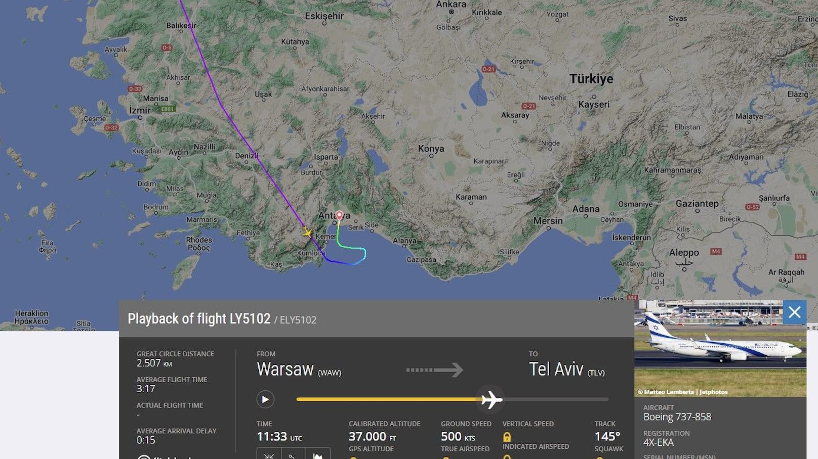 Wegen eines Notfalls musste das israelische Passagierflugzeug in Antalya landen.